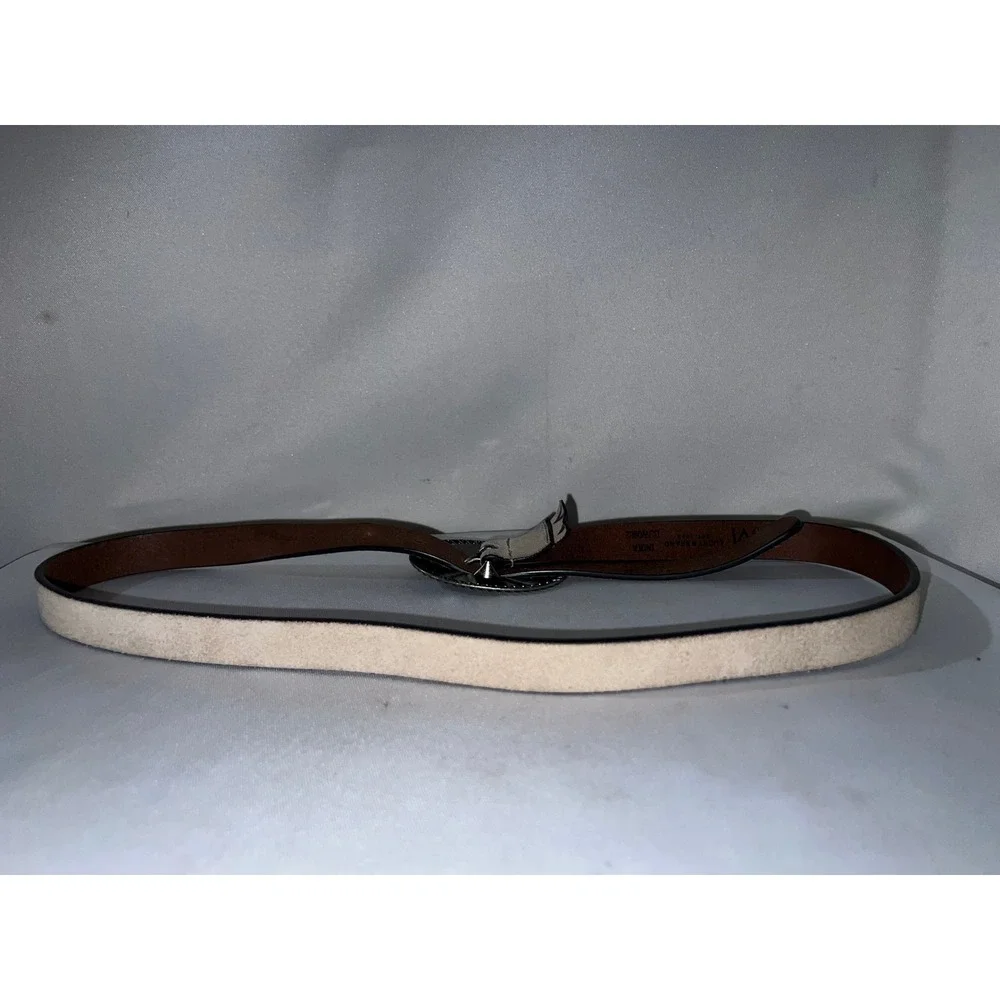 Lucky Brand Womens Suede Western Belt Beige Silver Engraved Buckle Sz M Medium‎